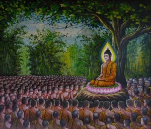 Supreme Lord Buddha in a deep state of pure love emanating light and bringing joy to the whole world